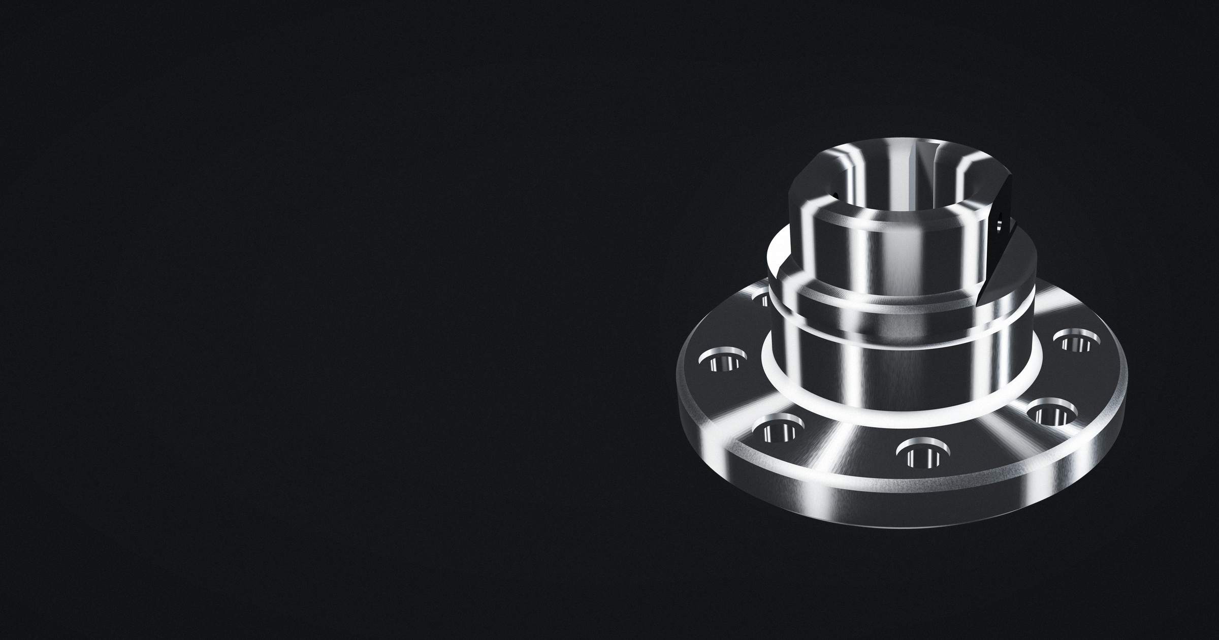 Machined steel flange hub with bolt circle and keyway