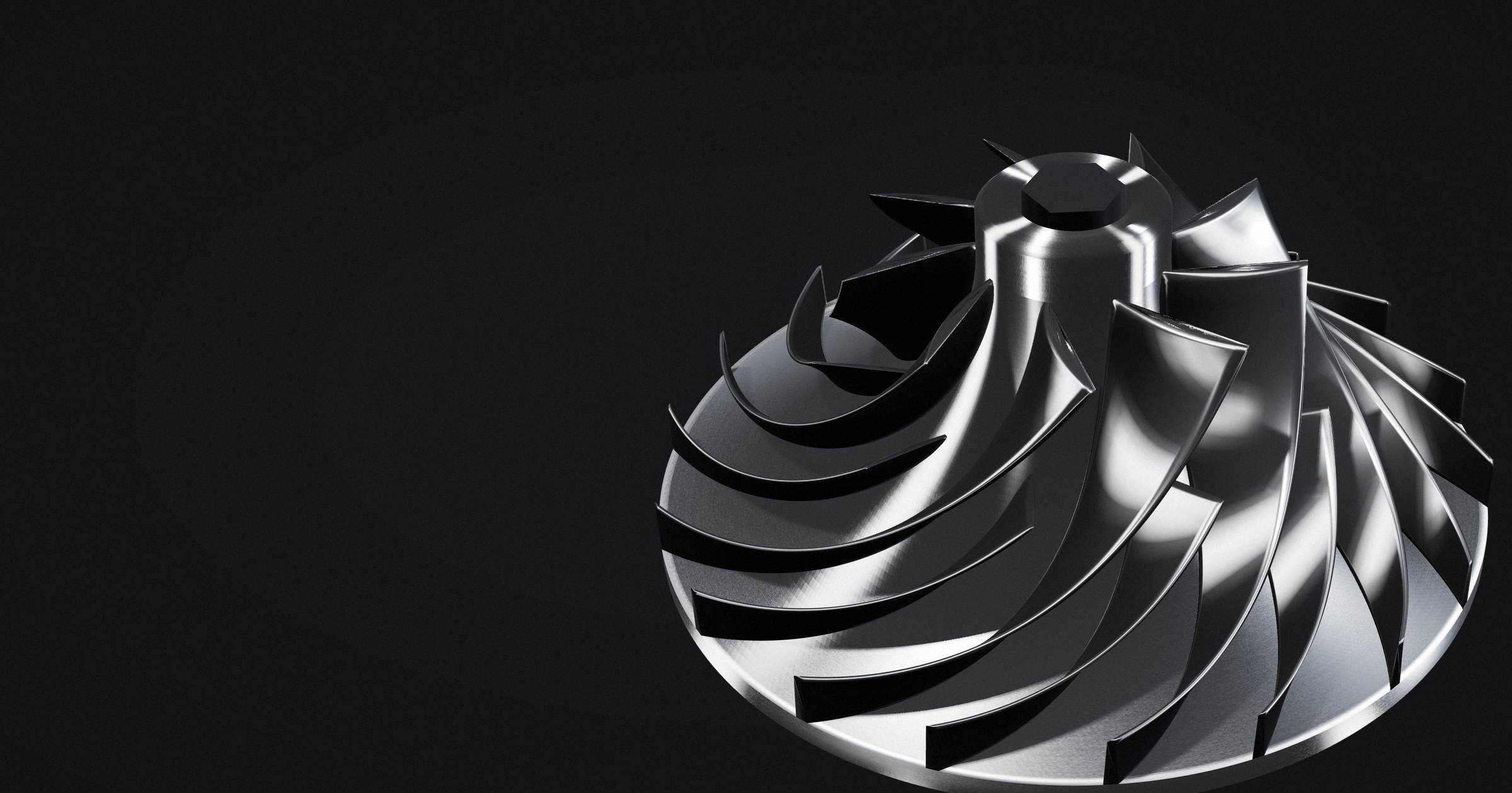 Machined steel flange hub on a dark background