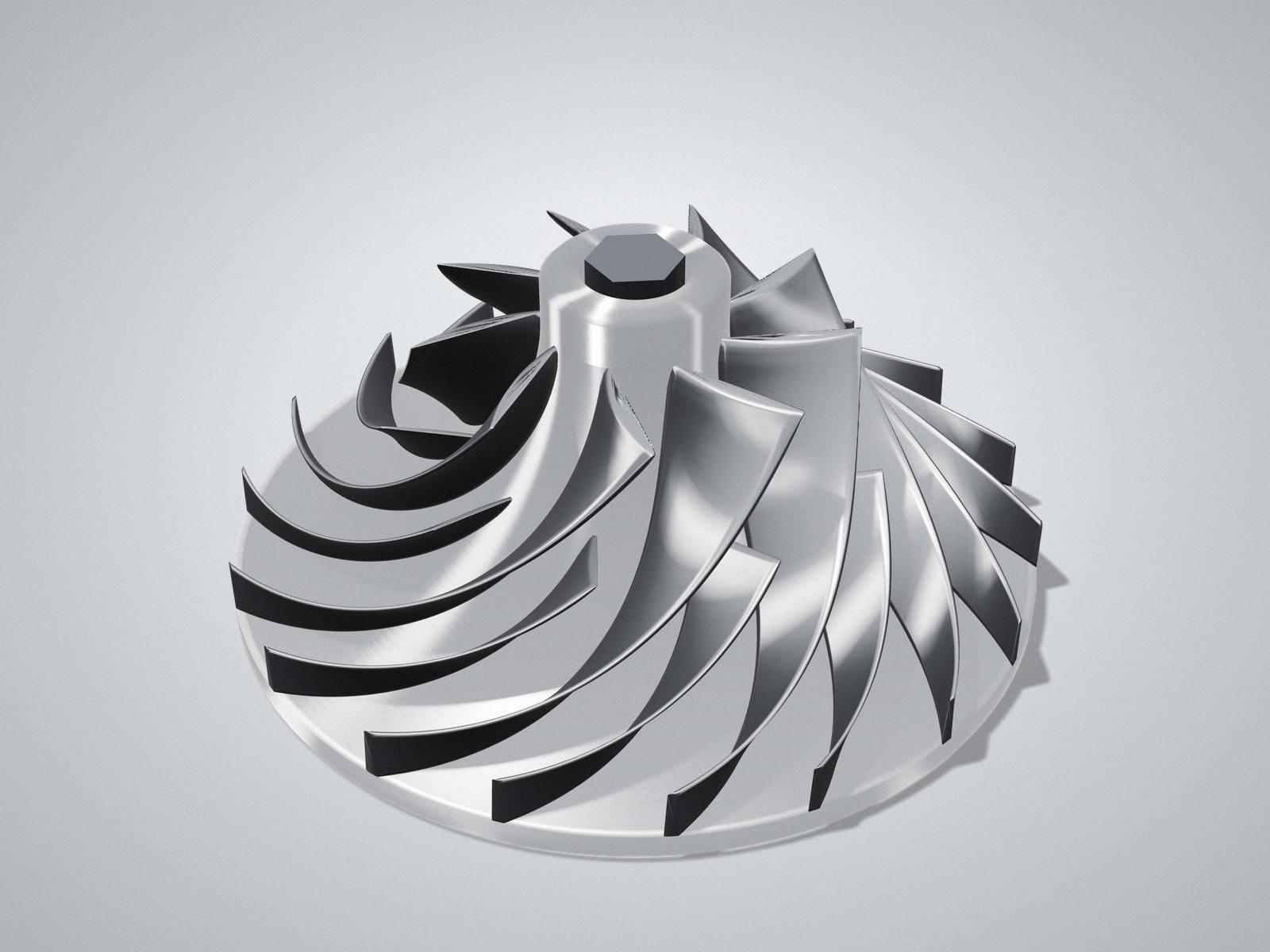Centrifugal impeller with backswept main and splitter blades